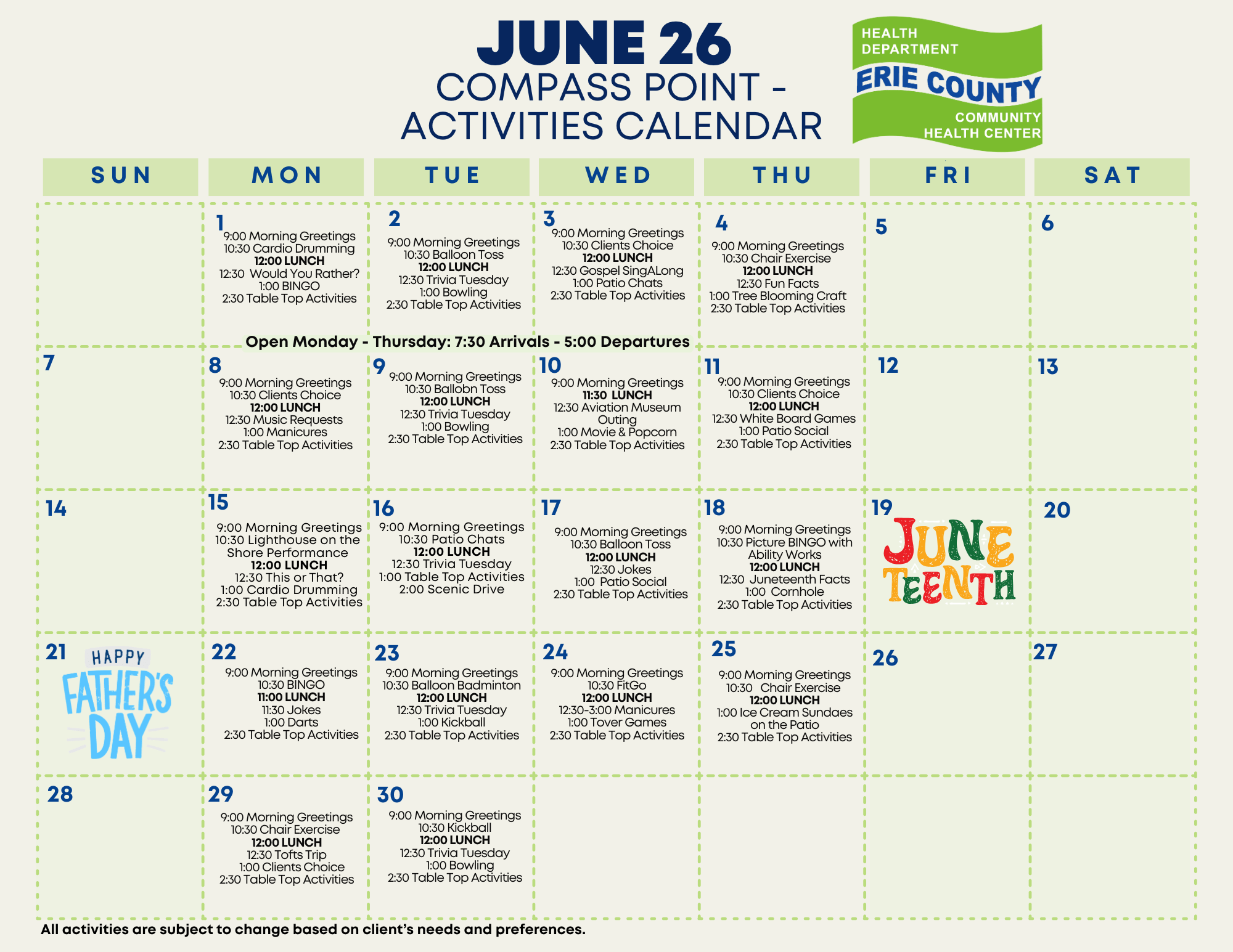 June 2026 Activities Image